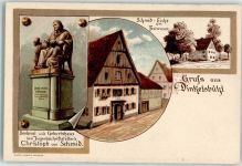 W8804 Dinkelsbühl Denkmal und Geburtshaus Christoph von Schmid Schmid-Eiche am Festwasen Privatganzsache Lithographie