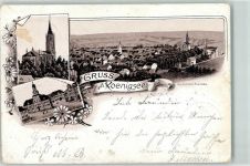 07426 O6824 Königsee 1899 Prägedruck Kirche Gruss Blumen Lithographie