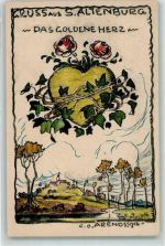 04600 O7400 Altenburg , Thür - Das goldene Herz Rosen Landesausschuss Rotes Kreuz signiert