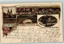 78166 W7710 Donaueschingen 1899 Lithographie Stadtkirche Donauquelle