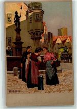 W8000 München Meissner u. Buch Serie 1425 Postkutsche Aus der Kleinstadt AK Hey, Paul Lithographie
