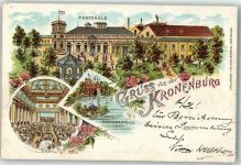53949 W5377 Kronenburg ü. Blankenheim, Eifel 1897 Lithographie Festsäle Tanzsaal Schwanenteich