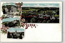 07980 O6602 Berga , Elster Gebrauchsspuren Marktplatz Rathaus Schloß Kriegerdenkmal Post Lithographie