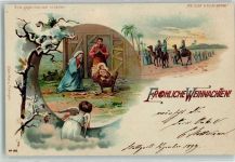 Weihnachten Krippe Stall Engel Nr 186 HGL, Verlag Meteor 1899 Lithographie