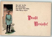Glückwunsch Neujahr Soldat Degen Leutnant Vorläufer Lithographie