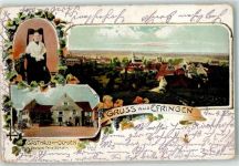 79588 W7859 Efringen-Kirchen 1905 Lithographie Markgräfler-Tracht Gasthaus zum Ochsen
