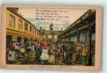 W8000 München Kgl. Hofbräuhaus Hof Bierkrug Nr 218 Vorläufer Lithographie / Künstlerkarte