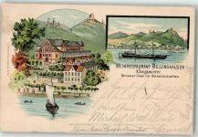 53639 W5330 Königswinter 1897 Lithographie Gasthaus-Weinstube Bellinghausen Rhein