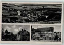 36266 W6432 Herfa Foto AK Kirche Schule Gasthaus-Kolonialwarenhandlung Peter Führer