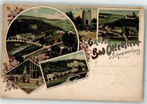 08340 O9430 Schwarzenberg /Erzgeb. Lithographie Bad Ottenstein Fürstenbrunnen Aussichtsturm Bahnpost Aue- Zug 1939