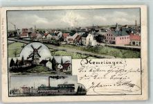 28195 W2800 Hemelingen 1902 Gebrauchsspuren Windmühle Fabrikgelände Lithographie