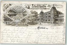 47798 W4150 Krefeld 1903 Lithographie Stadthalle Fächer Ballsaal