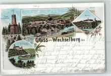 09306 O9295 Wechselburg 1901 Lithographie Thurm zu Rochlitz Brücke Rochsburg