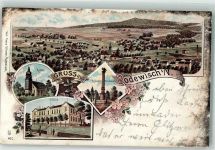 08228 O9706 Rodewisch 1901 Lithographie Kriegerdenkmal Schule