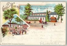 10115 W1000 Wannsee 1898 Lithographie Gasthaus Deutsche Eiche Garten