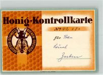Honig-Kontrollkarte der Deutsch-Schweizerischen Bienenfreunde Biene 1952