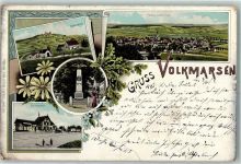 34471 W3549 Volkmarsen 1902 Gebrauchsspuren Kugelsburg Kriegerdenkmal Bahnhof Lithographie