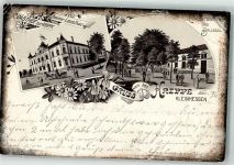 08459 O9632 Neukirchen /Pleiße 1898 Gebrauchsspuren Kleinhessen Gasthaus zur Krippe Konzertgarten Lithographie