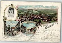 79400 W7842 Kandern 1901 Lithographie Volkstracht Marktplatz
