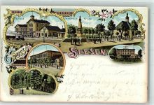38723 W3370 Seesen , Harz 1900 Lithographie Jacobsen-Schule Kurhotel Schildau-Käthe Bahnhof Judaika