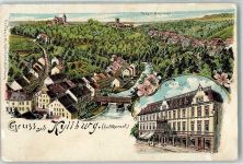 54655 W5524 Kyllburg Gebrauchsspuren Pension Eiffler Hof Lithographie Erh. II Stauchung