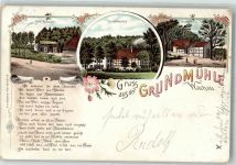 01454 O8107 Liegau-Augustusbad 1898 Lithographie Grundmühle Gartenhaus Wachau