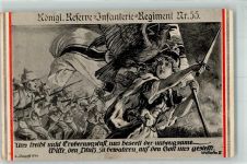 W4930 Detmold Königliches Reserve-Infanterie-Regiment Nr. 55 Germania führt preußische Soldaten in die Schlacht Feldpost WK I II. Garde-Reserve-Division Regiment 1914