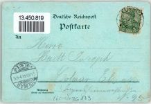 36179 W6440 Bebra 1900 Lithographie Carl Schwerdtfeger Bahnhof Gasthaus Eisenbahn Lok Dampf Kronleuchter Saal Blumen Gruss