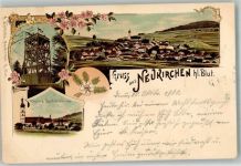 93453 W8497 Neukirchen b Hl Blut 1900 Lithographie Kloster Wallfahrtskirche Aussichtsturm Hohenbogen