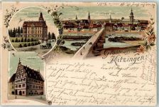 97318 W8710 Kitzingen 1899 Lithographie von Deuster`sches Schlösschen Rathaus