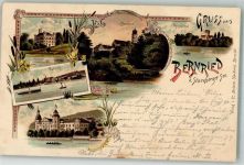 82347 W8139 Bernried , Starnberger See 1906 Lithographie Schloß Berg Leoni Roseninsel