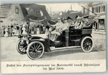 W5600 Elberfeld Fahrt des Kronprinzenpaar im Automobil durch Rheinland Mai 1908 Ort lt. Stempel Adel Kronprinzessin Cecilie