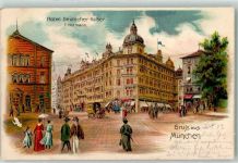 W8000 München Hotel Deutscher Kaiser F. Hofmann Straßenbahn Lithographie Privatganzsache 1902 Gebrauchsspuren