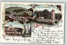 37539 W3362 Bad Grund , Harz 1898 Lithographie Kaiserdenkmal Kurhaus Gasthaus zu den Gletscherköpfen Iberger Aussichtsturm