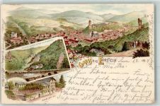 65817 W6239 Eppstein , Taunus 1898 Lithographie Bergpark des Herrn Alfred von Neufville Hotel Seiler Bahnpost Frankfurt Zug 608