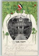 29221 W3100 Celle 1905 Prägedruck Berggarten Fahne