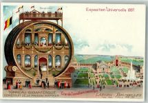 Brüssel Bruxelles Lithographie Exposition Universelle Construit de la Maison Krämer