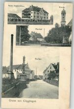 86150 W8900 Göggingen , Bay 1907 - Neues Krankenhaus Kirche Pfarrhof Radau