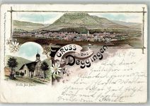73312 W7340 Deggingen 1897 Gebrauchsspuren Lithographie Wallfahrtskirche Ave-Maria sign. HvB