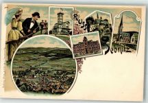 01855 O8360 Sebnitz Lithographie Paar Post Grenadierburg Ev. Kirche Kath. Kirche