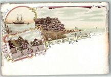 24321 W2322 Hohwacht Ostsee Lithographie Dampfer
