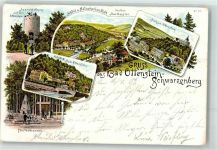 08340 O9430 Schwarzenberg /Erzgeb. 1897 Lithographie Fürstenbrunnen Aussichtsturm a.d. Ottenstein Hotel u. Naturheilanstalt