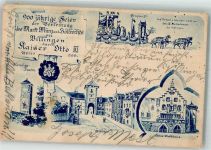 78048 W7730 Villingen -Schwenningen 1899 Gebrauchsspuren 900 Jahrfeier zur Verleihung d. Markt Münz u. Zollrechts anno 999 Romeius-Turm Riettor Altes Rathaus Festgruppe IV Lithographie