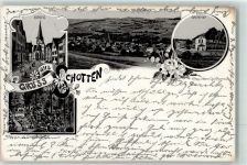 63679 W6479 Schotten , Hess 1908 Lithographie Bahnhof Ausflugslokal Altenburgskopf