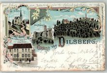 69151 W6903 Dilsberg 1899 Lithographie Ev. Kirche Gasthaus z. Sonne Burg Dilsberg