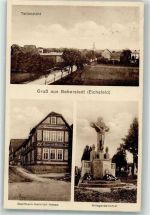 37351 O5603 Dingelstädt , Eichsfeld Foto AK Beberstedt Feldweg Gasthaus Hesse Kriegerdenkmal