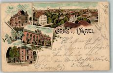 26316 W2930 Varel , Jadebusen 1899 Lithographie Landwirtschaftsschule Rathaus Post
