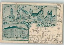91522 W8800 Ansbach , Mittelfr 1898 - Hotel Zirkel Ludwigskirche Oberer Markt