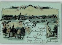 85570 W8015 Markt Schwaben 1902 Lithographie Kapelle Schlosshof