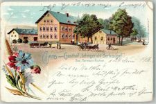 01471 O8101 Berbisdorf b Dresden 1906 Gebrauchsspuren Lithographie Gasthaus Lehngericht Berbisdorf
